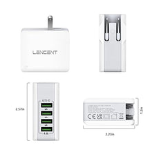 Charger l'image dans la galerie, LENCENT Chargeur USB Multiple, 4 Ports USB Secteur Internationale, 5V/4.4A Adaptateur Prise Anglaise/Europe/Americaine/Australie avec Technologie Smart IC pour Téléphones Portables Tablettes PC