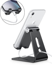 Charger l'image dans la galerie, OMOTON Support de téléphone réglable, Support de téléphone Portable entièrement en Aluminium pour Filmer, Compatible avec iPhone 14 Pro/13/12/Pro Max/11 Pro/XR/XS Max/SE/8, Noir