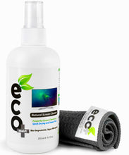 Charger l'image dans la galerie, Kit de spray nettoyant naturel Ecomoist pour écran 250ml avec chiffon microfibre réutilisable, compatible smartphones, écrans tactiles, ordinateurs portables et iPad - Élimine en toute sécurité la poussière et la saleté de vos appareils électroniques