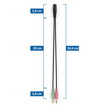 Charger l'image dans la galerie, deleyCON Casque PC Ordinateur Portable Adaptateur en Y pour Jack Audio Câble Stéréo - 1x Prise Jack de 3,5 mm CTIA 4 Broches TRRS vers 2X Prise Jack de 3,5 mm