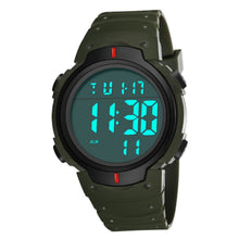 Charger l'image dans la galerie, sevennine Mens Digital Sports Montre à écran LED Grand visage Montres militaires pour hommes étanche décontracté chronomètre lumineux, vert