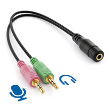 Charger l'image dans la galerie, deleyCON Casque PC Ordinateur Portable Adaptateur en Y pour Jack Audio Câble Stéréo - 1x Prise Jack de 3,5 mm CTIA 4 Broches TRRS vers 2X Prise Jack de 3,5 mm