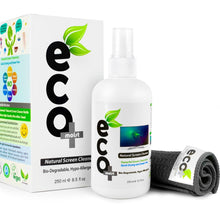 Charger l'image dans la galerie, Kit de spray nettoyant naturel Ecomoist pour écran 250ml avec chiffon microfibre réutilisable, compatible smartphones, écrans tactiles, ordinateurs portables et iPad - Élimine en toute sécurité la poussière et la saleté de vos appareils électroniques