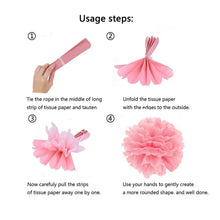 Charger l'image dans la galerie, MAKFORT Pompon Rose Pompon Papier Soie Papier Fleur Pompon Boule à Suspendre 6",10",12" décor Mariage fête Anniversaire Happy Birthday Lot de 15 Rose