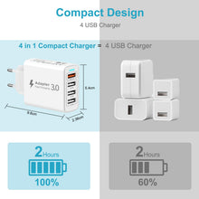 Charger l'image dans la galerie, Chargeur USB Multiple 4 Port, Prise USB Multiple 33W QC3.0 Chargeur Rapide USB, Prise Multiple USB Adaptateur Secteur USB Multi Chargeur Telephone pour iPhone 14/13/12/11/XS/8/7,Samsung S23/S22,Xiaomi