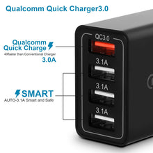 Charger l'image dans la galerie, Chargeur USB Adaptateur de Charge USB 4 Ports avec 33W Smart QC 3.0 Chargeur Rapide Multi USB Prise d'alimentation pour Samsung Galaxy A03 A13 A53 S21 S20 S10 S9 S8 S7 iPhone 12 13 14 Pro X 8 7 6S
