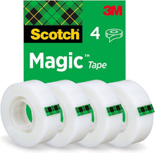 Charger l'image dans la galerie, Scotch Ruban Magic - 4 Rouleaux, 19 mm x 33 m - Ruban Adhésif à Usage Général pour la Réparation, l'Etiquetage et la Fermeture de Documents