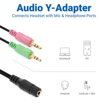 Charger l'image dans la galerie, deleyCON Casque PC Ordinateur Portable Adaptateur en Y pour Jack Audio Câble Stéréo - 1x Prise Jack de 3,5 mm CTIA 4 Broches TRRS vers 2X Prise Jack de 3,5 mm