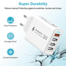 Charger l'image dans la galerie, Chargeur USB Multiple 4 Port, Prise USB Multiple 33W QC3.0 Chargeur Rapide USB, Prise Multiple USB Adaptateur Secteur USB Multi Chargeur Telephone pour iPhone 14/13/12/11/XS/8/7,Samsung S23/S22,Xiaomi