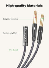 Charger l'image dans la galerie, Froggen Adaptateur Jack Audio Stéréo en Nylon Tressé Splitter Adaptateur Y Jack Micro Audio Câble 3.5mm Câble Adaptateur Jack Stéréo Audio Mâle vers Femelle pour PC,PS4,Xbox One,Ordinateur (35cm)