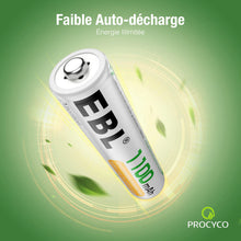 Charger l'image dans la galerie, EBL 16PCS Piles AAA Rechargeables, AAA Piles Rechargeables Ni-MH 1,2V Auto-Décharge Faible, Compatible avec Jouet, Rasoir, Télécommande, etc.