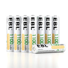 Charger l'image dans la galerie, EBL 8PCS Piles Rechargeables AAA 1100mAh 1,2V Ni-MH, Haute Capacité Réelle Batteries Rechargeables, avec Boîte de Stockage de Piles