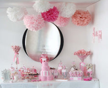 Charger l'image dans la galerie, MAKFORT Pompon Rose Pompon Papier Soie Papier Fleur Pompon Boule à Suspendre 6",10",12" décor Mariage fête Anniversaire Happy Birthday Lot de 15 Rose