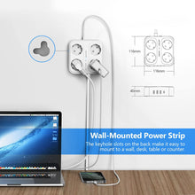 Charger l'image dans la galerie, JSVER Multiprise 3M, Parasurtenseurs 4 Prises et 4 Ports USB (3680W/16A), Bloc Multiprise avec 3 Ports USB A+1 Ports USB C avec Interrupteurs, Protection Contre Les Surcharges-Blanc