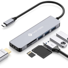 Charger l'image dans la galerie, NOVOO Hub Adaptateur USB C vers HDMI 4K, 3 x USB 3.0, Lecteur de Carte SD & Micro SD, Hub USB-C Dock Compatible avec Macbook Air Macbook Pro ChromeBook Pixel Matebook XPS Appareils Type-C