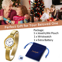 Charger l'image dans la galerie, JewelryWe Montre Femme Bracelet Elastique,Montre Femme Extensible Analogique Quartz en Acier Inoxydable,1Atm Etanche,Montre Rond Classique Simple avec Bracelet Etroit,Cadeau pour Femme