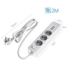 Charger l'image dans la galerie, JSVER Multiprise USB,Bloc Multiprise 3 Prises avec 3 Ports USB Chargeur (5V 2,4A/12W) Prise Multi 3680W 16A avec Interrupteur Cable 2m pour Maison, Bureau-Blanc