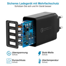 Charger l'image dans la galerie, Chargeur USB Adaptateur de Charge USB 4 Ports avec 33W Smart QC 3.0 Chargeur Rapide Multi USB Prise d'alimentation pour Samsung Galaxy A03 A13 A53 S21 S20 S10 S9 S8 S7 iPhone 12 13 14 Pro X 8 7 6S