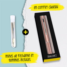 Charger l'image dans la galerie, Online Multipen Stylo multicolore 4 en 1 | Stylo bille 3 couleurs et crayon avec gomme en un | Stylo multifonction et multicolore en métal I Biro 3 couleurs en bleu, noir, rouge I Couleur : Or rose