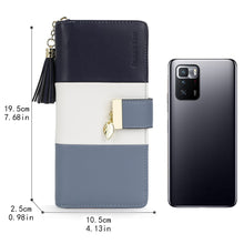 Charger l'image dans la galerie, Pomelo Best Portefeuille Femme Cuir Porte Monnaie Porte-chéquiers Porte-Cartes pour 12 Cartes, Bleu Foncé/Blanc