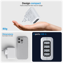 Charger l'image dans la galerie, VOOMY Adaptateur Universel de Voyage, Adaptateur Prise Universelle pour 170+ Pays, Adaptateur de Voyage Interchangeable avec 4 USB, Adapteur Voyage pour USA UK Australie Japon Chine