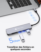 Charger l'image dans la galerie, NOVOO Hub Adaptateur USB C vers HDMI 4K, 3 x USB 3.0, Lecteur de Carte SD & Micro SD, Hub USB-C Dock Compatible avec Macbook Air Macbook Pro ChromeBook Pixel Matebook XPS Appareils Type-C