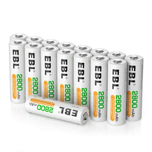 Charger l'image dans la galerie, EBL 16PCS Piles AA Rechargeables 2800mAh 1,2V Ni-MH, AA/HR6 Piles Rechargeables Haute Performance et Longue Durée avec Boîte de Stockage