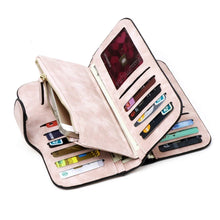 Charger l'image dans la galerie, Portefeuille Femme Grande Capacite PU Cuir Porte-Monnaie Elégant avec 16 Porte-Cartes y Compris 2 fenêtre d'identification, Zippé pour Femme (Rosé)