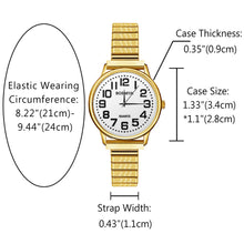 Charger l'image dans la galerie, JewelryWe Montre Femme Bracelet Elastique,Montre Femme Extensible Analogique Quartz en Acier Inoxydable,1Atm Etanche,Montre Rond Classique Simple avec Bracelet Etroit,Cadeau pour Femme