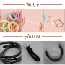 Charger l'image dans la galerie, Élastique Cheveux, 100 Pcs, Elastique Cheveux Femme sans Couture, Multicolore Chouchou Cheveux Fille Femmes en Polyester pour Queue de Cheval Filles Bébé Enfants Femme(6 Couleurs)