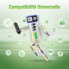 Charger l'image dans la galerie, EBL 16PCS Piles AAA Rechargeables, AAA Piles Rechargeables Ni-MH 1,2V Auto-Décharge Faible, Compatible avec Jouet, Rasoir, Télécommande, etc.