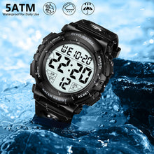 Charger l'image dans la galerie, CIVO Montre Homme Sport Militaire étanche Montre Digitale Chronomètre Alarme Lumière LED Montres Bracelet Hommes Numerique Mode Grand Cadran Noir