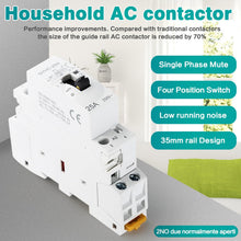 Charger l'image dans la galerie, Ailao Contacteur 220V Contacteur AC Domestique Contacteur AC Monophasé 2P 25A 2NO Rail DIN Contacteur Automatique Manuel, Télécommande, Éclairage, Chauffage, Ventilation