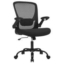 Charger l'image dans la galerie, SONGMICS Chaise Bureau Ergonomique en Toile, Fauteuil, Support Lombaire Rembourré, Mécanisme à Bascule, Assise Large de 53 cm, Accoudoirs Rabattables, Noir OBN37BK