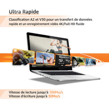 Charger l'image dans la galerie, Amazon Basics - Carte Mémoire MicroSDXC, avec Adaptateur SD, A2, U3, vitesse de lecture maximale de 100 Mb/s, 64 GB (lot de 2), Noir