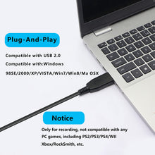 Charger l'image dans la galerie, MEIRIYFA Câble de guitare USB, USB vers 6.35mm 1/4" TS mâle Mono Câble de convertisseur de guitare électrique pour l'enregistrement d'instruments - 3M