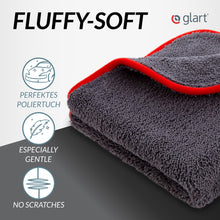 Charger l'image dans la galerie, ✅ Glart 44TP Chiffon de polissage , 2 faces polyvalents pour motocyclette et machine à polir les Voitures, absorbants, 40x40 cm, Anthracite avec borde rouget