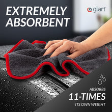 Charger l'image dans la galerie, ✅ Glart 44TP Chiffon de polissage , 2 faces polyvalents pour motocyclette et machine à polir les Voitures, absorbants, 40x40 cm, Anthracite avec borde rouget