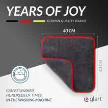 Charger l'image dans la galerie, ✅ Glart 44TP Chiffon de polissage , 2 faces polyvalents pour motocyclette et machine à polir les Voitures, absorbants, 40x40 cm, Anthracite avec borde rouget