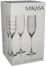 Charger l'image dans la galerie, Mikasa Set 4 Verres Crystal Flutes Champagne Motifs Différents Lavage Mains Uniquement