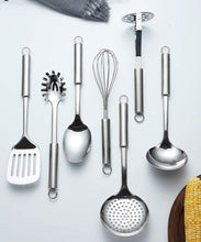 Charger l'image dans la galerie, Ustensile Cuisine Acier Inoxydable 7 Pièces + Support Batterie De Cuisine Cuillère De Cuisson Ustensiles De Cuisine