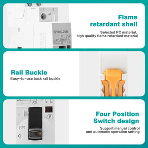Ailao Contacteur 220V Contacteur AC Domestique Contacteur AC Monophasé 2P 25A 2NO Rail DIN Contacteur Automatique Manuel, Télécommande, Éclairage, Chauffage, Ventilation