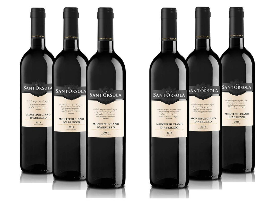 Sant'Orsola Tuscany Montepulciano D.O.C. Abruzzo Vin Rouge Italien - Lot de 6 Bouteilles x 75cl.