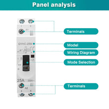 Charger l&#39;image dans la galerie, Ailao Contacteur 220V Contacteur AC Domestique Contacteur AC Monophasé 2P 25A 2NO Rail DIN Contacteur Automatique Manuel, Télécommande, Éclairage, Chauffage, Ventilation

