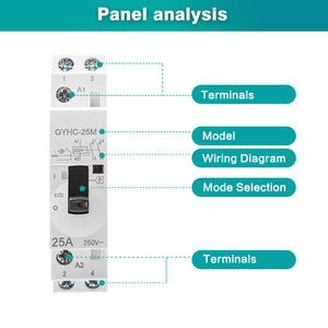 Ailao Contacteur 220V Contacteur AC Domestique Contacteur AC Monophasé 2P 25A 2NO Rail DIN Contacteur Automatique Manuel, Télécommande, Éclairage, Chauffage, Ventilation