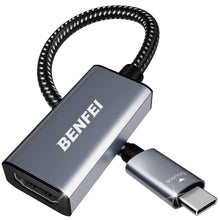 Charger l&#39;image dans la galerie, Adaptateur USB C vers HDMI 4K, Adaptateur BENFEI Thunderbolt 3/4 vers HDMI Compatible avec iPhone 15 Plus Pro Max, MacBook Pro 2023/22/21/20, Samsung Galaxy S10/9[Coque en Aluminium et câble en Nylon]
