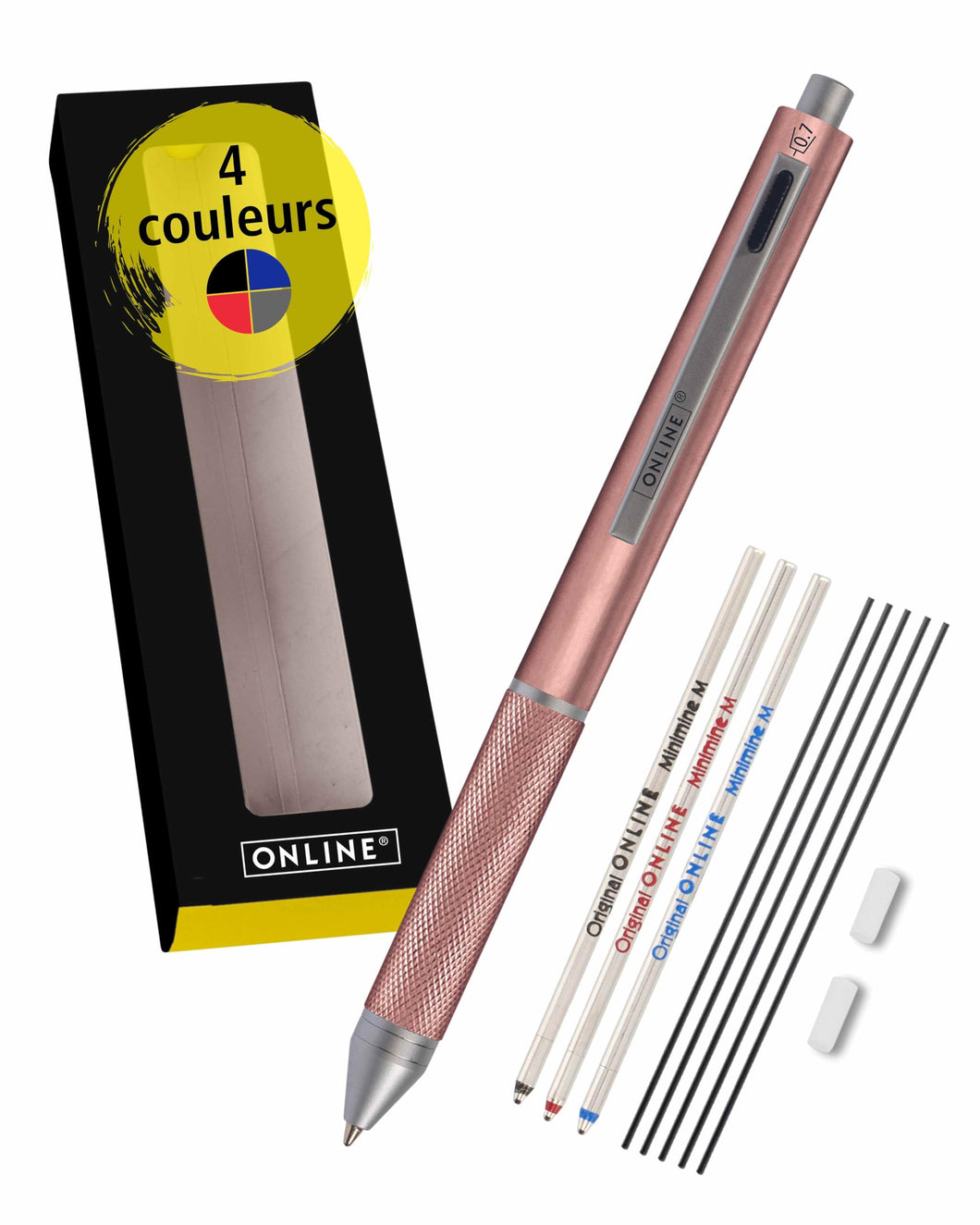 Stylo à bille en métal multifonctionnel, 4 en 1, détection de Stylo à bille en métal multifonctionnel, 4 en 1, détection de