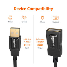 Charger l&#39;image dans la galerie, Amazon Basics Câble d’Extension Haute-Vitesse USB 2.0 A mâle vers A Femelle, Blindage Multiple, avec connecteurs plaqué Or pour Une clarté du Signal optimale, 3 m, Noir
