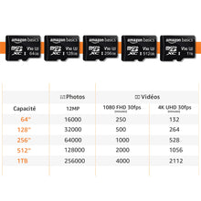 Charger l&#39;image dans la galerie, Amazon Basics - Carte Mémoire MicroSDXC, avec Adaptateur SD, A2, U3, vitesse de lecture maximale de 100 Mb/s, 64 GB (lot de 2), Noir
