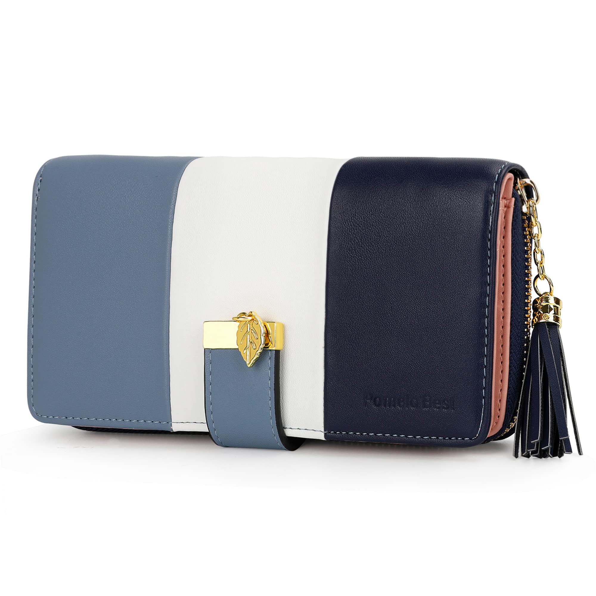 Portefeuille Femme Pomelo Best En Cuir Synthétique | Porte-cartes RFID | Design Rayé Coloré